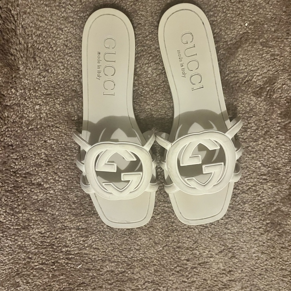 Gucci Women's White Logo Slide Sandals